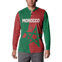 Personalised Morocco Button Sweatshirt Moroccan Green Star With Moorish Pattern - Wonder Print Shop