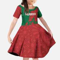 Personalised Morocco Family Matching Short Sleeve Bodycon Dress and Hawaiian Shirt Moroccan Green Star With Moorish Pattern - Wonder Print Shop