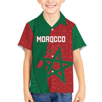 Personalised Morocco Family Matching Short Sleeve Bodycon Dress and Hawaiian Shirt Moroccan Green Star With Moorish Pattern - Wonder Print Shop
