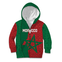 Personalised Morocco Kid Hoodie Moroccan Green Star With Moorish Pattern - Wonder Print Shop