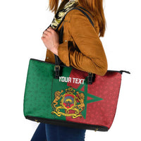 Personalised Morocco Leather Tote Bag Moroccan Green Star With Moorish Pattern - Wonder Print Shop