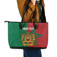 Personalised Morocco Leather Tote Bag Moroccan Green Star With Moorish Pattern - Wonder Print Shop