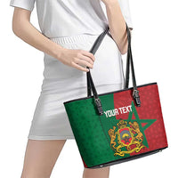 Personalised Morocco Leather Tote Bag Moroccan Green Star With Moorish Pattern - Wonder Print Shop