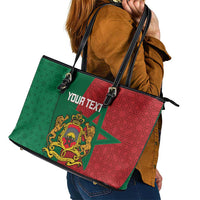 Personalised Morocco Leather Tote Bag Moroccan Green Star With Moorish Pattern - Wonder Print Shop