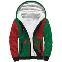 Personalised Morocco Sherpa Hoodie Moroccan Green Star With Moorish Pattern - Wonder Print Shop