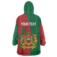 Personalised Morocco Wearable Blanket Hoodie Moroccan Green Star With Moorish Pattern - Wonder Print Shop