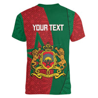 Personalised Morocco Women V-Neck T-Shirt Moroccan Green Star With Moorish Pattern - Wonder Print Shop