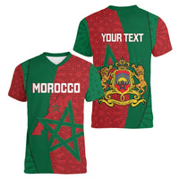 Personalised Morocco Women V-Neck T-Shirt Moroccan Green Star With Moorish Pattern - Wonder Print Shop