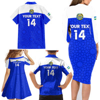 Custom Uzbekistan Football Family Matching Long Sleeve Bodycon Dress and Hawaiian Shirt 2024 Go Champions Uzbek Pattern - Wonder Print Shop