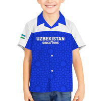 Custom Uzbekistan Football Family Matching Long Sleeve Bodycon Dress and Hawaiian Shirt 2024 Go Champions Uzbek Pattern - Wonder Print Shop