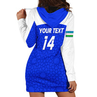 Custom Uzbekistan Football Hoodie Dress 2024 Go Champions Uzbek Pattern - Wonder Print Shop