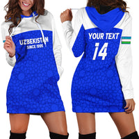 Custom Uzbekistan Football Hoodie Dress 2024 Go Champions Uzbek Pattern - Wonder Print Shop