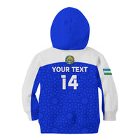 Custom Uzbekistan Football Kid Hoodie 2024 Go Champions Uzbek Pattern - Wonder Print Shop
