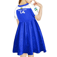 Custom Uzbekistan Football Kid Short Sleeve Dress 2024 Go Champions Uzbek Pattern - Wonder Print Shop