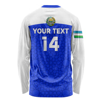 Custom Uzbekistan Football Long Sleeve Shirt 2024 Go Champions Uzbek Pattern - Wonder Print Shop