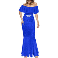 Custom Uzbekistan Football Mermaid Dress 2024 Go Champions Uzbek Pattern - Wonder Print Shop