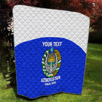 Custom Uzbekistan Football Quilt 2024 Go Champions Uzbek Pattern - Wonder Print Shop