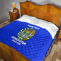 Custom Uzbekistan Football Quilt 2024 Go Champions Uzbek Pattern - Wonder Print Shop