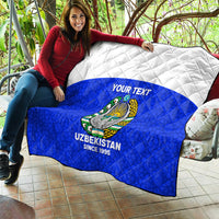 Custom Uzbekistan Football Quilt 2024 Go Champions Uzbek Pattern - Wonder Print Shop