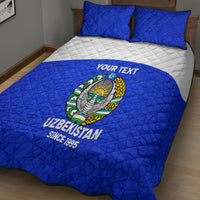 Custom Uzbekistan Football Quilt Bed Set 2024 Go Champions Uzbek Pattern - Wonder Print Shop