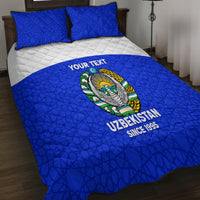 Custom Uzbekistan Football Quilt Bed Set 2024 Go Champions Uzbek Pattern - Wonder Print Shop