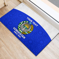 Custom Uzbekistan Football Rubber Doormat 2024 Go Champions Uzbek Pattern - Wonder Print Shop
