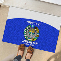 Custom Uzbekistan Football Rubber Doormat 2024 Go Champions Uzbek Pattern - Wonder Print Shop