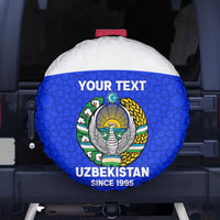 Custom Uzbekistan Football Spare Tire Cover 2024 Go Champions Uzbek Pattern - Wonder Print Shop