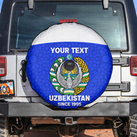 Custom Uzbekistan Football Spare Tire Cover 2024 Go Champions Uzbek Pattern - Wonder Print Shop