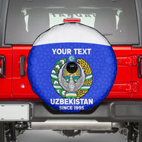 Custom Uzbekistan Football Spare Tire Cover 2024 Go Champions Uzbek Pattern - Wonder Print Shop