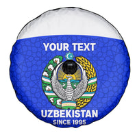 Custom Uzbekistan Football Spare Tire Cover 2024 Go Champions Uzbek Pattern - Wonder Print Shop