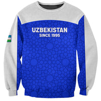 Custom Uzbekistan Football Sweatshirt 2024 Go Champions Uzbek Pattern - Wonder Print Shop