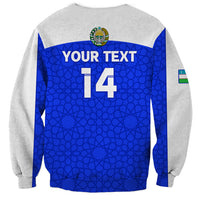 Custom Uzbekistan Football Sweatshirt 2024 Go Champions Uzbek Pattern - Wonder Print Shop