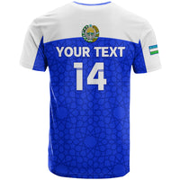 Custom Uzbekistan Football T Shirt 2024 Go Champions Uzbek Pattern - Wonder Print Shop