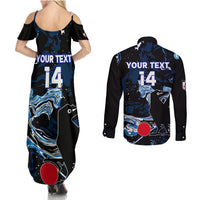 Custom Japan Football Couples Matching Summer Maxi Dress and Long Sleeve Button Shirt 2024 Nadeshiko Go Champions - Wonder Print Shop