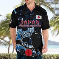 Black custom football Hawaiian shirt with Japanese flag, Nadeshiko text, and front graphics