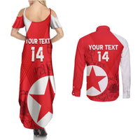 Custom North Korea Football Couples Matching Summer Maxi Dress and Long Sleeve Button Shirt 2024 Go Eastern Azaleas Magnolia Flowers - Wonder Print Shop