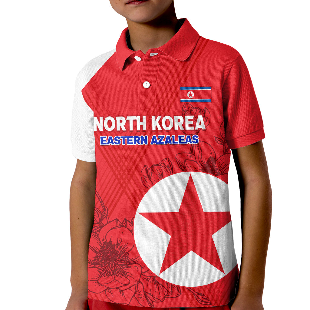 custom-north-korea-football-kid-polo-shirt-2024-go-eastern-azaleas-magnolia-flowers