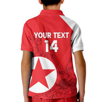 Custom North Korea Football Kid Polo Shirt 2024 Go Eastern Azaleas Magnolia Flowers - Wonder Print Shop