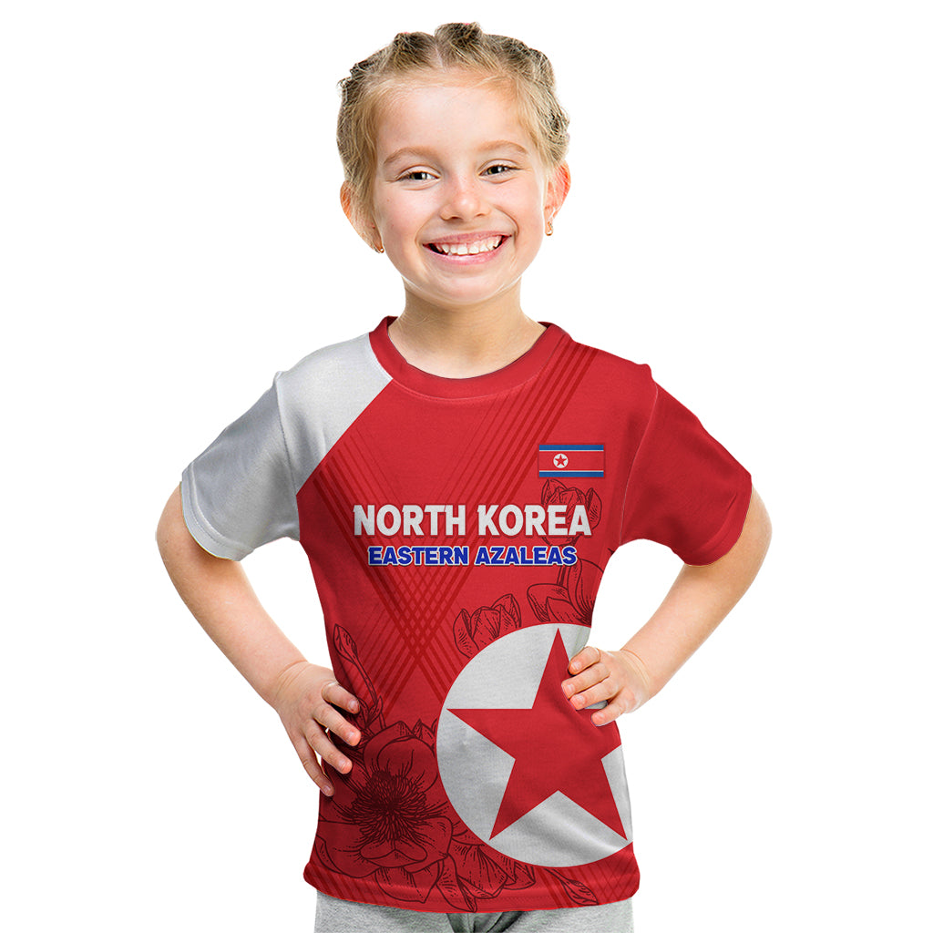 custom-north-korea-football-kid-t-shirt-2024-go-eastern-azaleas-magnolia-flowers