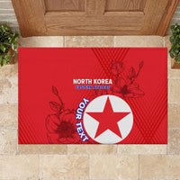 Custom North Korea Football Rubber Doormat 2024 Go Eastern Azaleas Magnolia Flowers - Wonder Print Shop