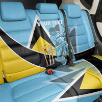 Custom Saint Lucia Cricket Back Car Seat Cover Go Champions - National Color - Wonder Print Shop