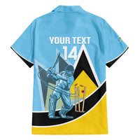 Custom Saint Lucia Cricket Family Matching Off The Shoulder Long Sleeve Dress and Hawaiian Shirt Go Champions - National Color