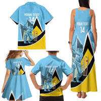 Custom Saint Lucia Cricket Family Matching Tank Maxi Dress and Hawaiian Shirt Go Champions - National Color - Wonder Print Shop