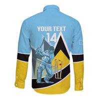 Custom Saint Lucia Cricket Long Sleeve Button Shirt Go Champions - National Color