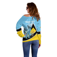 Custom Saint Lucia Cricket Off Shoulder Sweater Go Champions - National Color - Wonder Print Shop
