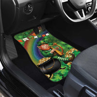 Happy Saint Patrick's Day Car Mats Leprechaun With Irish Harp - Shamrock Pattern - Wonder Print Shop