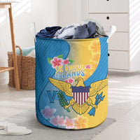 US Virgin Islands Laundry Basket Coat of Arms Plumeria Curve Style - Wonder Print Shop
