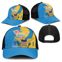 US Virgin Islands Baseball Net Cap Coat of Arms Plumeria Curve Style - Wonder Print Shop