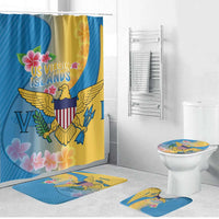 US Virgin Islands Bathroom Set Coat of Arms Plumeria Curve Style - Wonder Print Shop